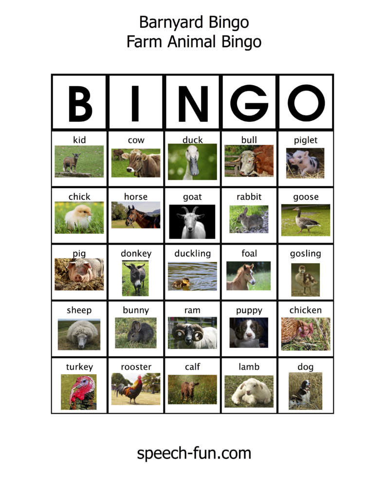 Barnyard Bingo - Speech Kids Calgary