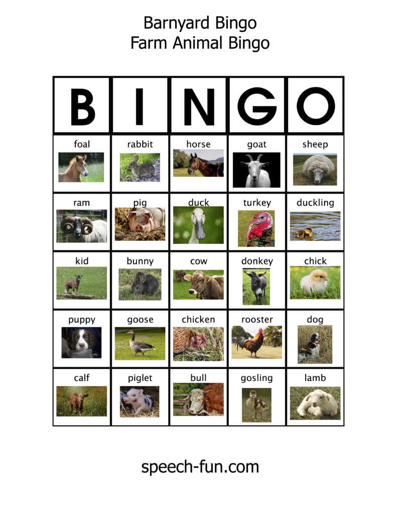 Barnyard Bingo - Speech Kids Calgary
