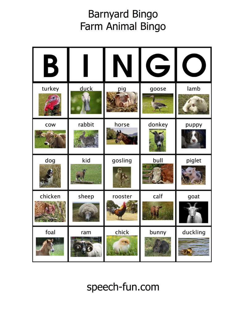 Barnyard Bingo - Speech Kids Calgary